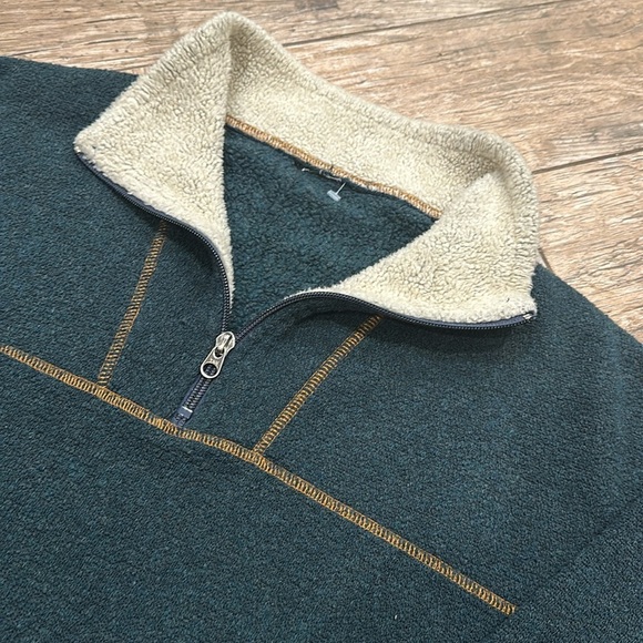 Kuhl Alfpaca Fleece Men’s Medium Green 1/4 Zip Pullover Sweater Hiking Outdoors - Picture 3 of 4